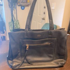 Black Vince Camuto Elvan Leather Tote Bag